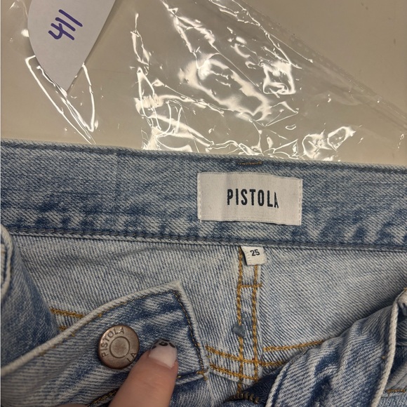 PISTOLA Bobbie Mid Rise Loose Straight Utility Cargo Jeans Light Blue Size 25 - Picture 11 of 11